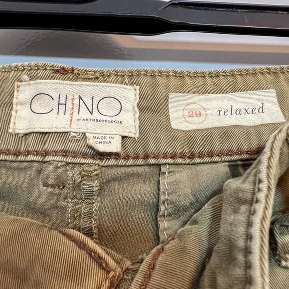 Chino by Anthropologie Robin Stripe Ankle Pants Olive Green Size 29 - Picture 3 of 6